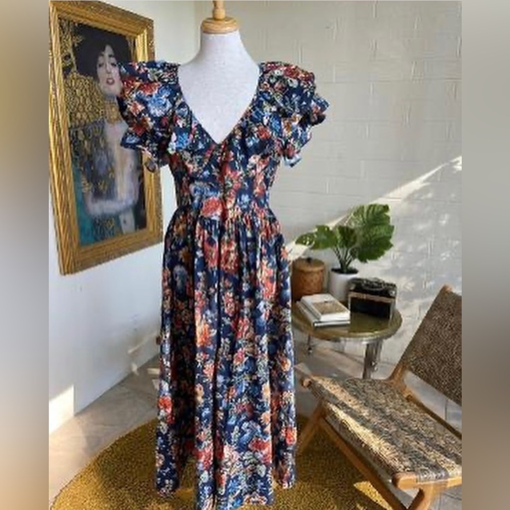Doen NWT Pecos Dress in Liberty Indigo Blue Sz L